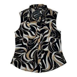 Blue Diamond Stretch Women's Sleeveless Button Up Top - Size Small